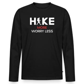 Hike More Worry Less - Hiking Gift - Men's Premium Organic Long Sleeve Shirt - black - Front - Nico (187cm)