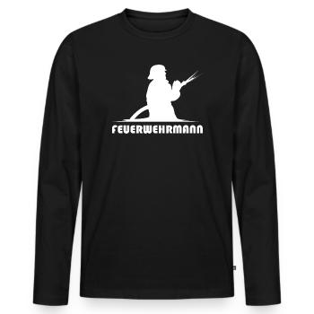 feuerwehrmann schlauch icon Feuerwehr Symbol Logo - Männer Premium Bio Langarmshirt - Schwarz - Vorne - Nico (187cm)