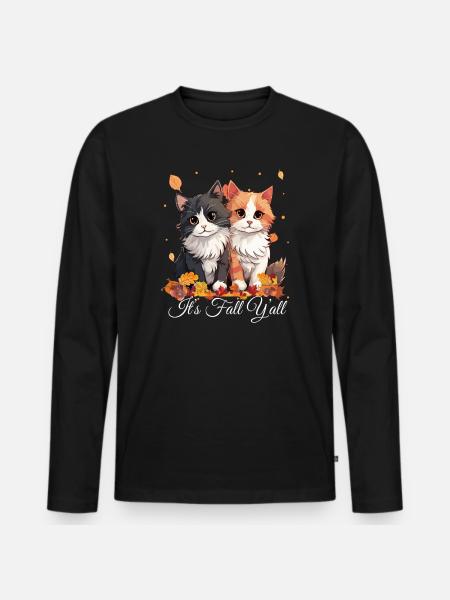 Es ist Herbst, ihr alle Herbst-Kätzchenblätter - Männer Premium Bio Langarmshirt - Schwarz