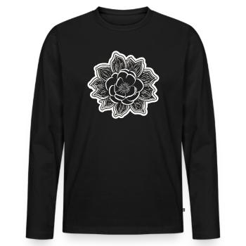 Die Schönheit und der Charme einer einfarbigen Blume - Männer Premium Bio Langarmshirt - Schwarz - Vorne - Nico (187cm)