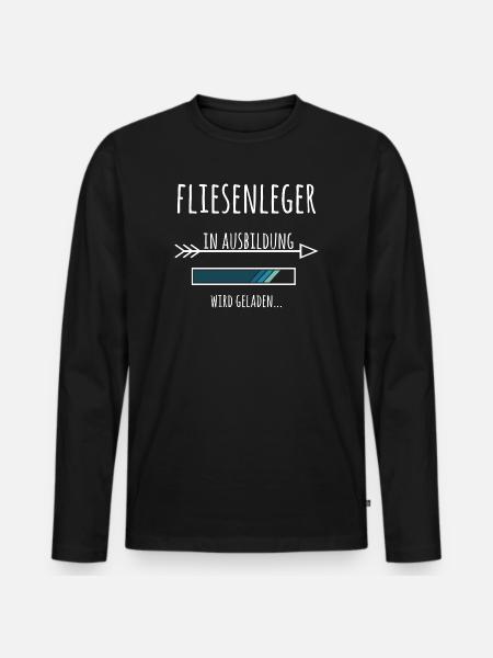 Fliesenleger Handwerk Beruf Ausbildung Geschenk - Männer Premium Bio Langarmshirt - Schwarz
