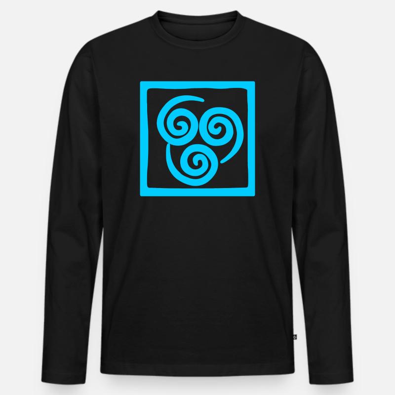 Symbol des Windes im Quadrat - Männer Premium Bio Langarmshirt - Schwarz
