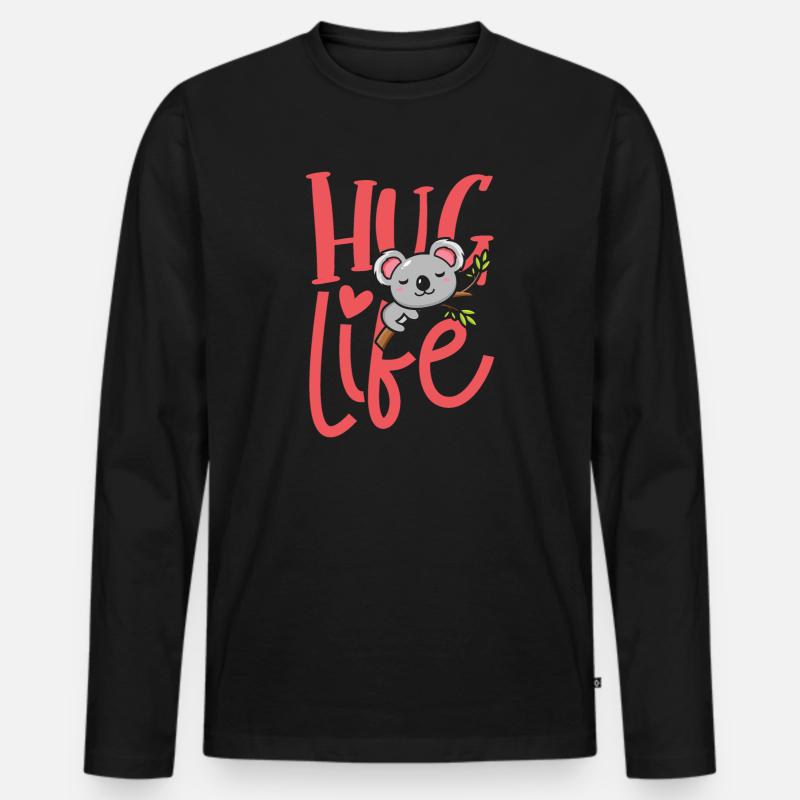 Hug life koala bear - Männer Premium Bio Langarmshirt - Schwarz