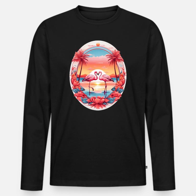 Flamingos - Männer Premium Bio Langarmshirt - Schwarz