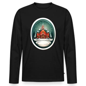 Cabane de Noël - T-shirt manches longues Premium bio Homme - noir - Devant - Nico (187cm)