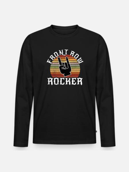 Rocking sunset with hand signals - Men's Premium Organic Long Sleeve Shirt - black
