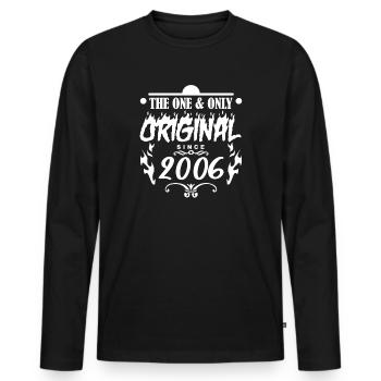 2006 - Baujahr 2006 - Jahrgang 2006 - Männer Premium Bio Langarmshirt - Schwarz - Vorne - Nico (187cm)