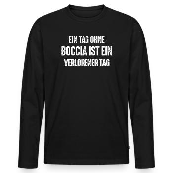 Ein Tag ohne Boccia ist ein verlorener Tag - Männer Premium Bio Langarmshirt - Schwarz - Vorne - Nico (187cm)