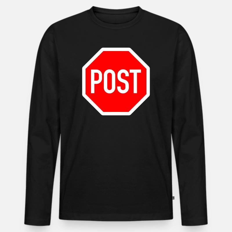 post oder stop? - Männer Premium Bio Langarmshirt - Schwarz