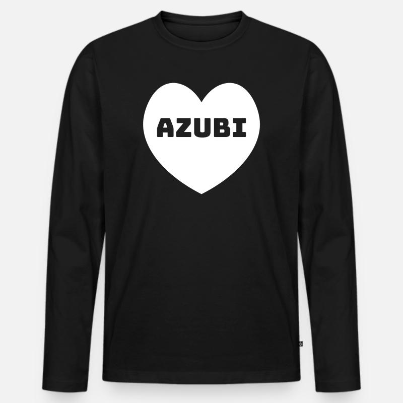 Herz Azubi weiss - Männer Premium Bio Langarmshirt - Schwarz