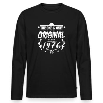 1976 - Baujahr 1976 - Jahrgang 1976 - Männer Premium Bio Langarmshirt - Schwarz - Vorne - Nico (187cm)