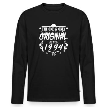 1994 - Baujahr 1994 - Jahrgang 1994 - Männer Premium Bio Langarmshirt - Schwarz - Vorne - Nico (187cm)