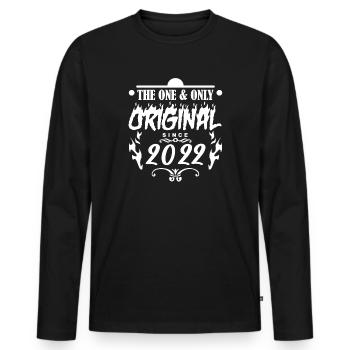 2022 - Baujahr 2022 - Jahrgang 2022 - Männer Premium Bio Langarmshirt - Schwarz - Vorne - Nico (187cm)