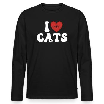 I LOVE CATS - T-shirt manches longues Premium bio Homme - noir - Devant - Nico (187cm)