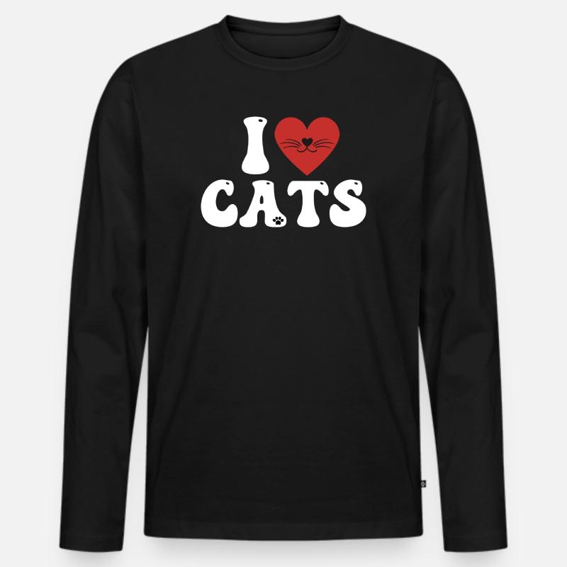ICH LIEBE KATZEN - Männer Premium Bio Langarmshirt - Schwarz