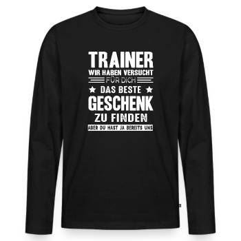Trainer Abschied Mannschaft Verein Geschenk - Männer Premium Bio Langarmshirt - Schwarz - Vorne - Nico (187cm)
