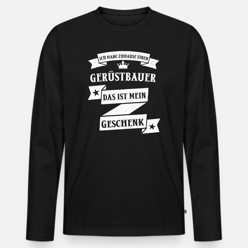 Gerüstbauer Gerüstbauen Handwerk Beruf Spruch - Männer Premium Bio Langarmshirt - Schwarz