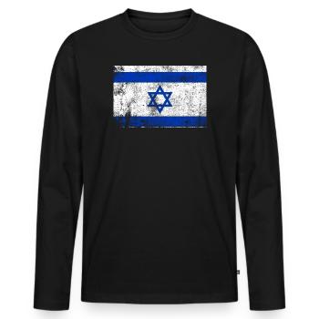 Drapeau d’Israël drapeau Grunge rétro Vintage - T-shirt manches longues Premium bio Homme - noir - Devant - Nico (187cm)