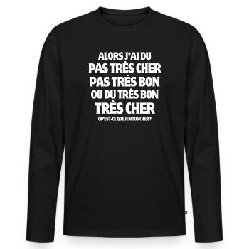 pouvoir d'achat, pauvreté, inflation - T-shirt manches longues Premium bio Homme - noir - Devant - Nico (187cm)