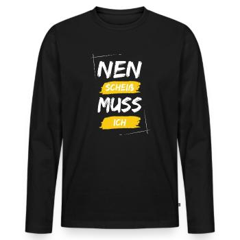 Nen scheiß muss ich - Männer Premium Bio Langarmshirt - Schwarz - Vorne - Nico (187cm)