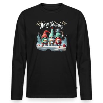 JOYEUX NOËL - T-shirt manches longues Premium bio Homme - noir - Devant - Nico (187cm)