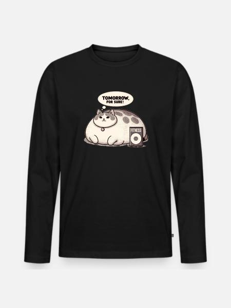 Fitness grouch cat - Men's Premium Organic Long Sleeve Shirt - black