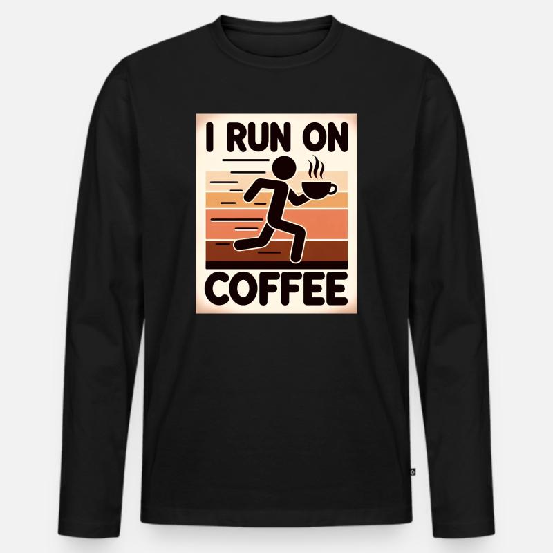 I Run on Coffee - Männer Premium Bio Langarmshirt - Schwarz