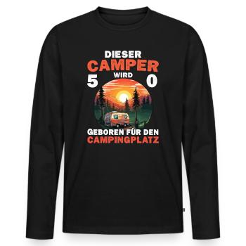 Lustiger Camper Wohnmobil 50 Geburtstag Camping - Männer Premium Bio Langarmshirt - Schwarz - Vorne - Nico (187cm)