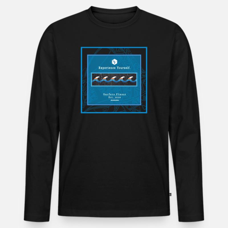 Surf Design Wellen Logo polynesisch - Männer Premium Bio Langarmshirt - Schwarz