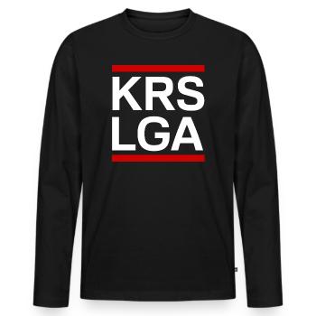 KREISLIGA weiß - Männer Premium Bio Langarmshirt - Schwarz - Vorne - Nico (187cm)