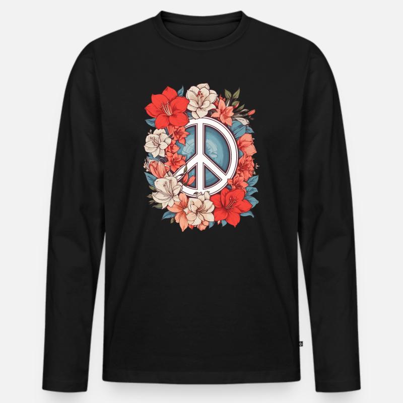 Friedenszeichen - Männer Premium Bio Langarmshirt - Schwarz