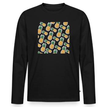 Leckere Ananas - Männer Premium Bio Langarmshirt - Schwarz - Vorne - Nico (187cm)