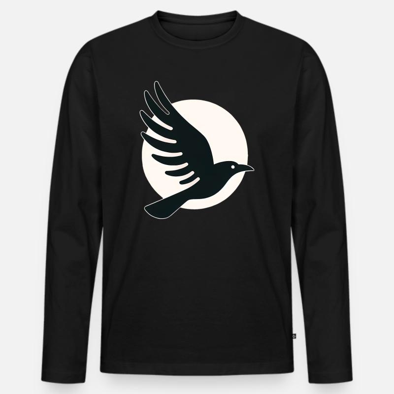 Rabe Mond Flug - Männer Premium Bio Langarmshirt - Schwarz