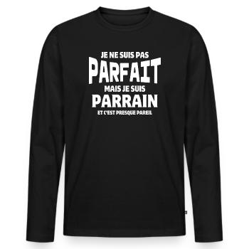 parrain, filleul, super parrain - T-shirt manches longues Premium bio Homme - noir - Devant - Nico (187cm)