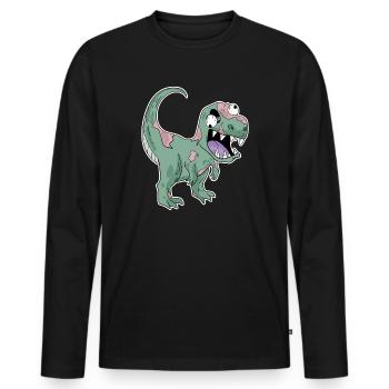 Dinosaur Zombie Creepy - Men's Premium Organic Long Sleeve Shirt - black - Front - Nico (187cm)