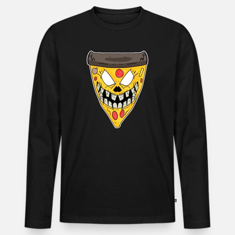 Pizza Zombie - Männer Premium Bio Langarmshirt - Schwarz