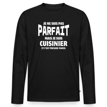 cuisiner, cuisinier, super cuisinier - T-shirt manches longues Premium bio Homme - noir - Devant - Nico (187cm)