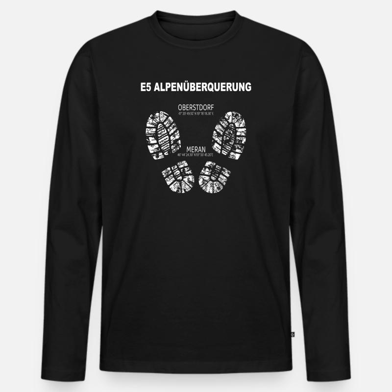 E5 Alpenüberquerung - Männer Premium Bio Langarmshirt - Schwarz