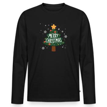 Merry Christmas Weihnachts Design Tannenbaum Neu - Männer Premium Bio Langarmshirt - Schwarz - Vorne - Nico (187cm)