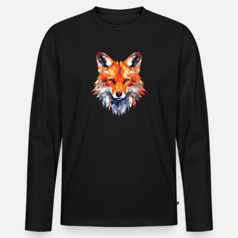 Fuchs Polygon Füchse Wald Polarfuchs Tier - Männer Premium Bio Langarmshirt - Schwarz
