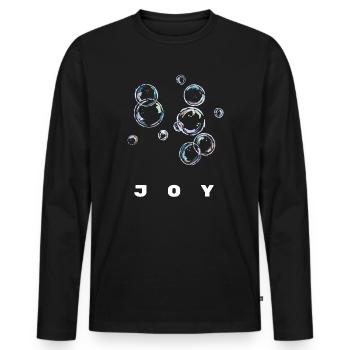 Joy Bubble Happiness Positive Energy Shirt - Men's Premium Organic Long Sleeve Shirt - black - Front - Nico (187cm)