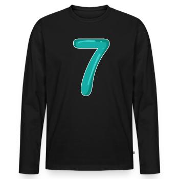 7 - Sieben - Männer Premium Bio Langarmshirt - Schwarz - Vorne - Nico (187cm)