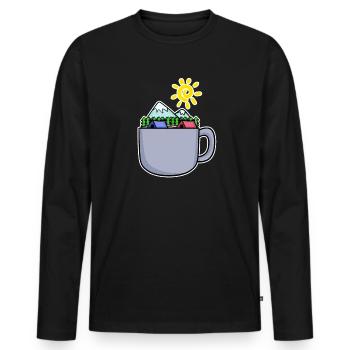 Mountain Mountains Summit Coffee - Men's Premium Organic Long Sleeve Shirt - black - Front - Nico (187cm)