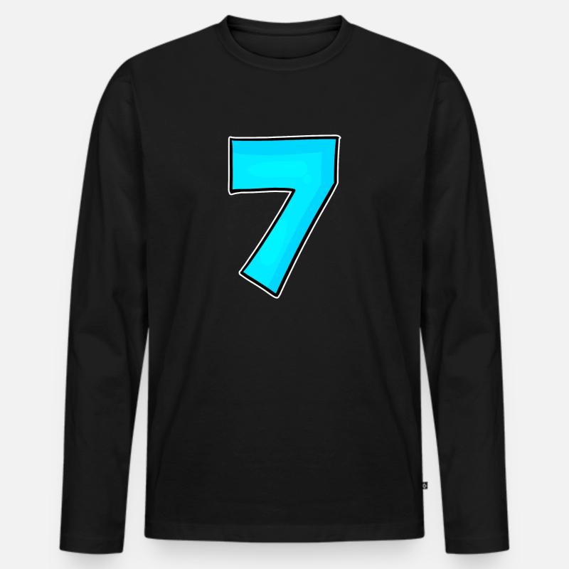 7 - Sieben - Männer Premium Bio Langarmshirt - Schwarz