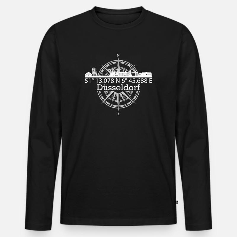 Skyline Düsseldorf - Männer Premium Bio Langarmshirt - Schwarz