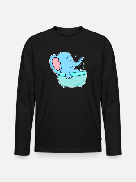 Bathtub Elephant - Men's Premium Organic Long Sleeve Shirt - black