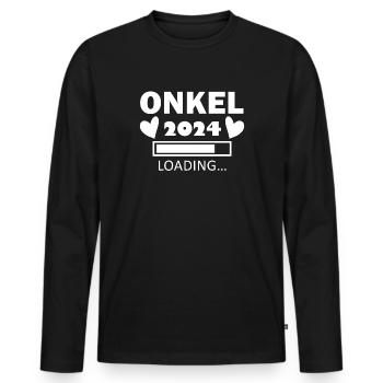 Onkel 2024 - Onkel werden - Onkel Geschenk - Männer Premium Bio Langarmshirt - Schwarz - Vorne - Nico (187cm)