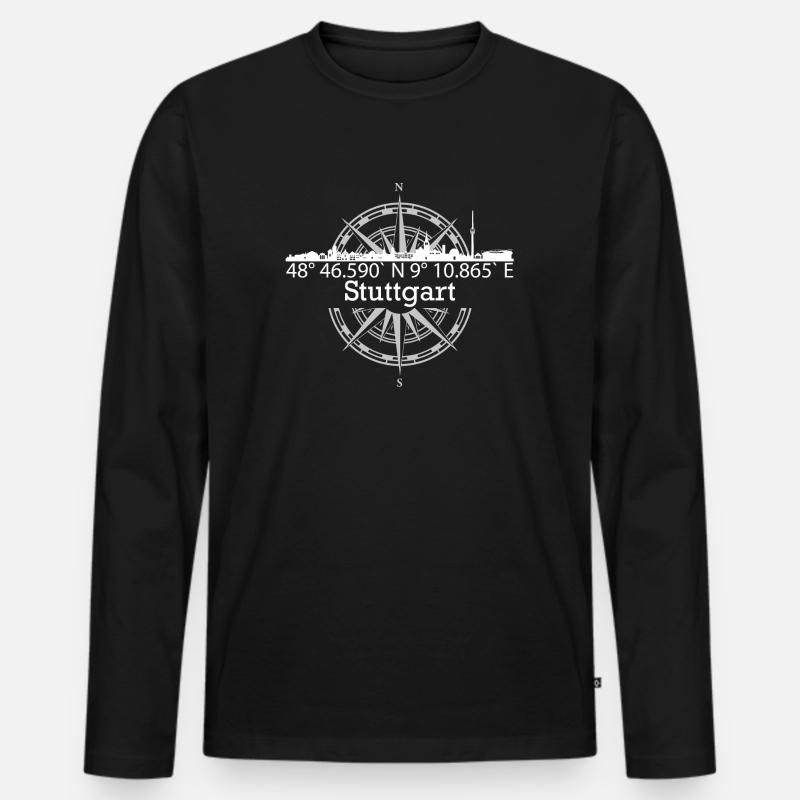 Skyline Stuttgart - Männer Premium Bio Langarmshirt - Schwarz