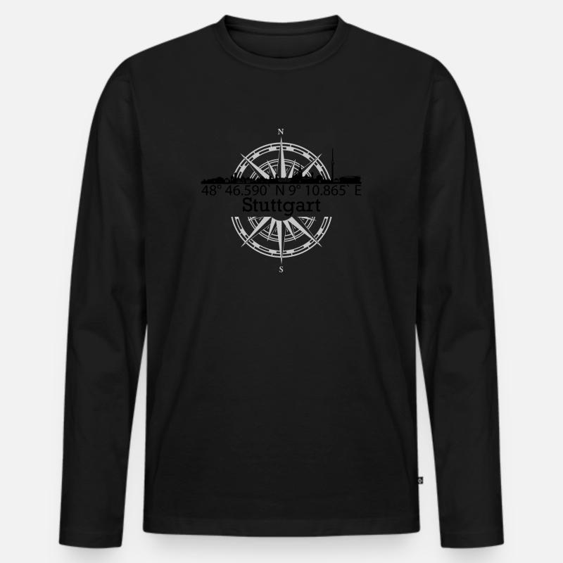 Skyline Stuttgart - Männer Premium Bio Langarmshirt - Schwarz