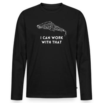 Je peux travailler avec ce t-shirt Pizza Humor - T-shirt manches longues Premium bio Homme - noir - Devant - Nico (187cm)